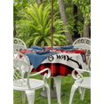 thumbnail image 2 of Outdoor Tablecloth with Umbrella Hole and Zipper, Valentine's Day Round Table Cloth 54 Inch Waterproof Tablecloth, Love Truck Balloons Red Plaid Beige Picnic Table Cover for Patio Camping, 2 of 7