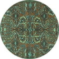 thumbnail image 1 of Ahgly Company Machine Washable Indoor Round Persian Turquoise Blue Traditional Area Rugs, 4' Round, 1 of 4