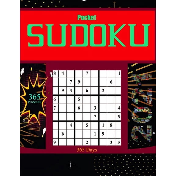 Pocket SUDOKU 365 Days: Big Sudoku Book large print for Adults - 365 Sudoku Puzzles for Beginners and Pros with Solutions - Sudoku Brain Game For Adults - Easy-Hard-Very Hard Sudoku Puzzles 9x9 - Perf