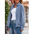 thumbnail image 3 of Abrigo PRETTYGARDEN Chaqueta Bomber Oversized de Ante Sintético Azul Polvoriento Talle S, 3 of 8