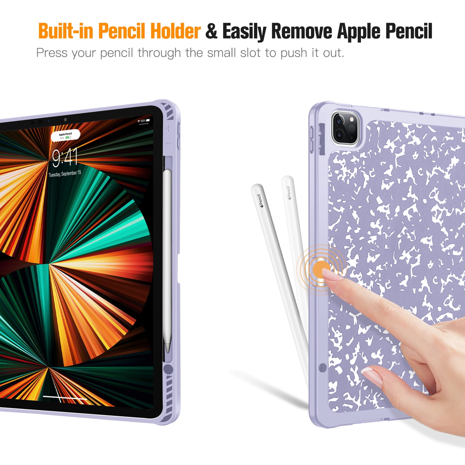 Fintie TPU Case with Pencil Holder for iPad Pro 12.9-inch 5th/4th/3rd Generation - Slim Soft TPU Protective Cover with Auto Wake/Sleep for iPad Pro 12.9 (2021/2020/2018)