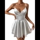 thumbnail image 1 of Vestido de Satén con Tirantes Finos para Mujer, Sin Mangas, Escote Bajo, Espalda Descubierta, Mono Corto de Fiesta, Minivestido Veraniego. M, 1 of 9