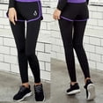 thumbnail image 2 of IROINNID Women's Pants Skinny Solid Color Yoga high elastic speed dry fake two pieces of running sports Legging, 2 of 3