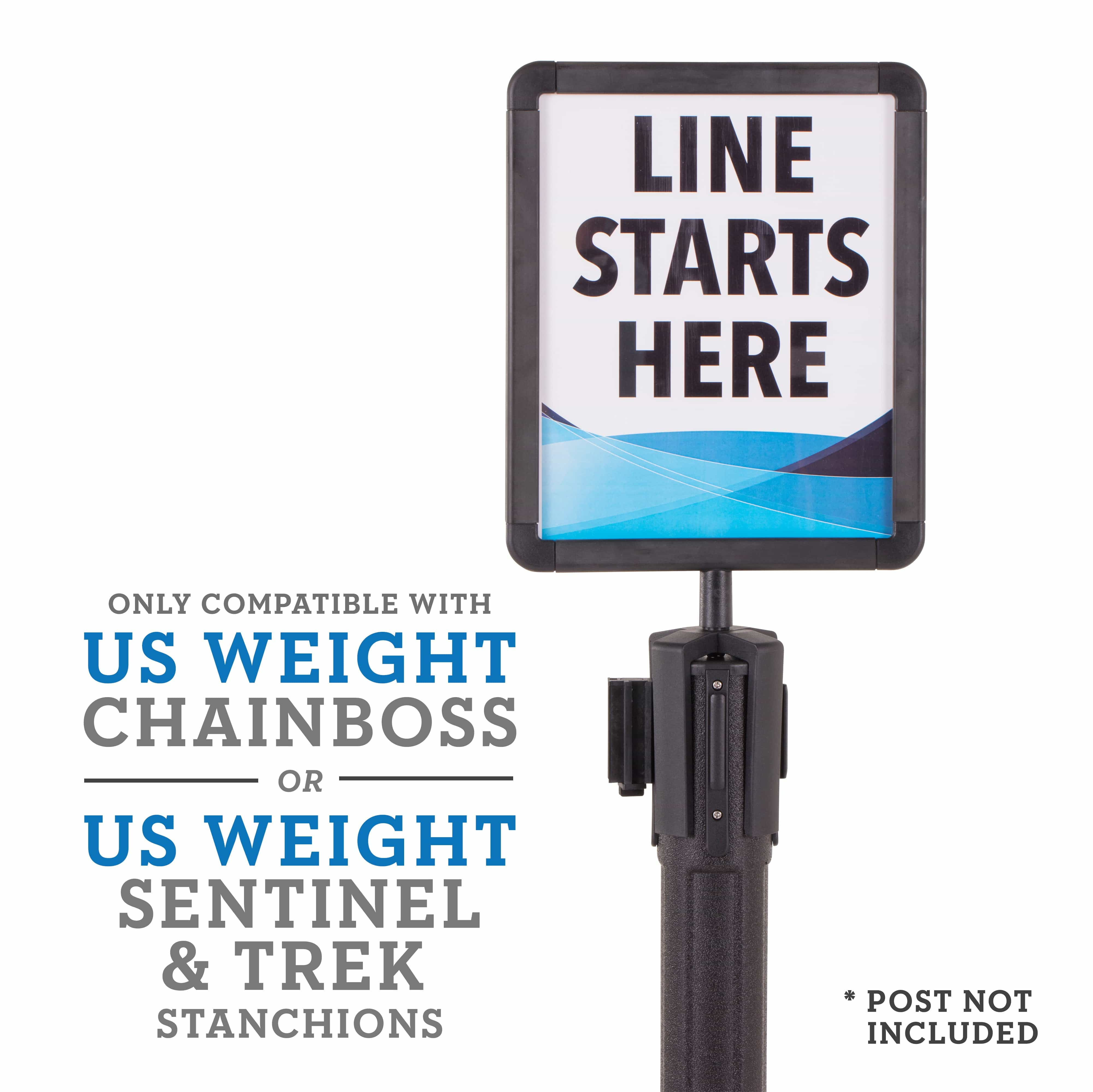 US Weight Plastic Stanchion Horizontal/Vertical Sign Holder for Sentry & Sentry Plus Stanchions