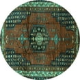 thumbnail image 1 of Ahgly Company Machine Washable Indoor Round Persian Turquoise Blue Traditional Area Rugs, 6' Round, 1 of 4