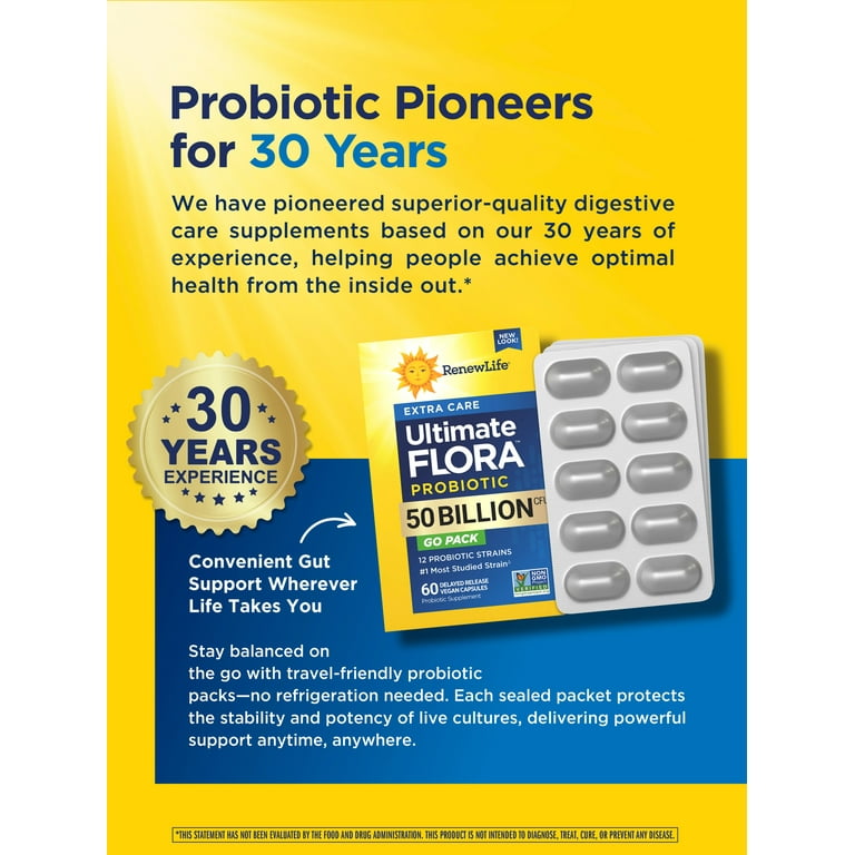 Renew Life Extra Care Ultimate Flora Probiotic 60 Capsules 50B CFU