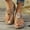 Beige, variant on Summer Slip-On Sandals for Women Wide Feet Plus Size Casual Beach Leisure Round Toe Flip Flops Thick Bottom Wedge Heels
