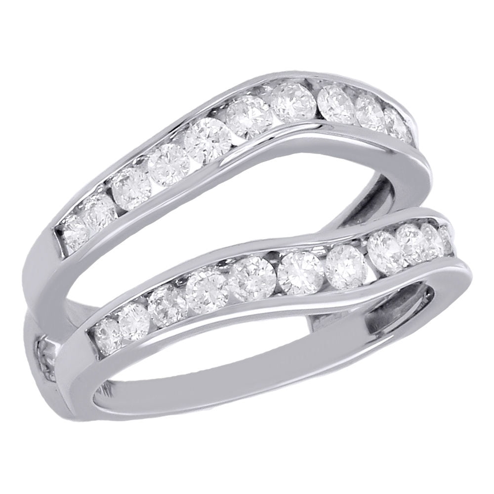14K White Gold Diamond Enhancer Wrap Jacket Contoured Wave Wedding Ring