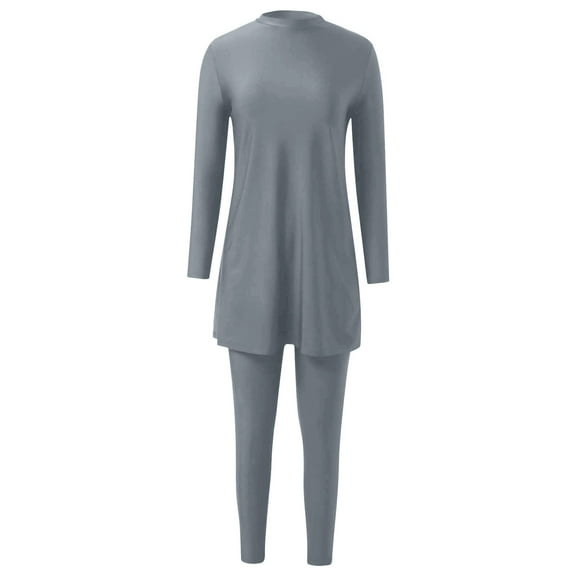 Women Oversized Swimsuit Conservative Swimsuit Long Sleeve Trousers Swim Cap Three Piece Swimsuit