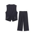 thumbnail image 4 of HH TRAF Verano Femenino Nuevos Trajes de Mezclilla de Imitación Cuello en V Sin Mangas Chaleco de un Solo Pecho Tops + Pantalones de Linterna con Cremallera Mujer, 4 of 5