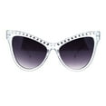 thumbnail image 1 of Womens Show Bulb Sign Engraving Plastic Cat Eye Horned Sunglasses Clear Smoke, 1 of 4