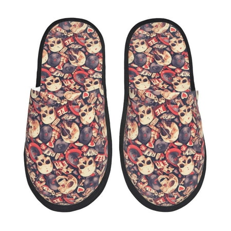 Balery Skull rock record artist Slient Indoor Furry Fleece Comfort House Shoes Soft Non-Slip Home Shoes Cotton slippers House Slippers-- Medium