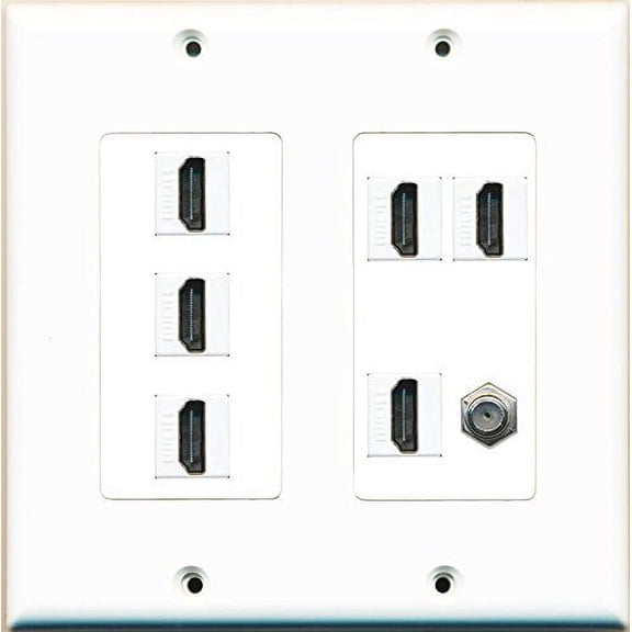 RiteAV 6 Hdmi 1 Coax Wall Plate White