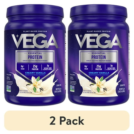 (2 pack) Vega Original Protein Plant-Based Protein Powder, Vanilla, 10 Servings (16.2oz)