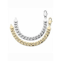 PalmBeach Jewelry Men's Curb-Link Bracelet Set Yellow Goldtone and Silvertone 10" (12mm)
