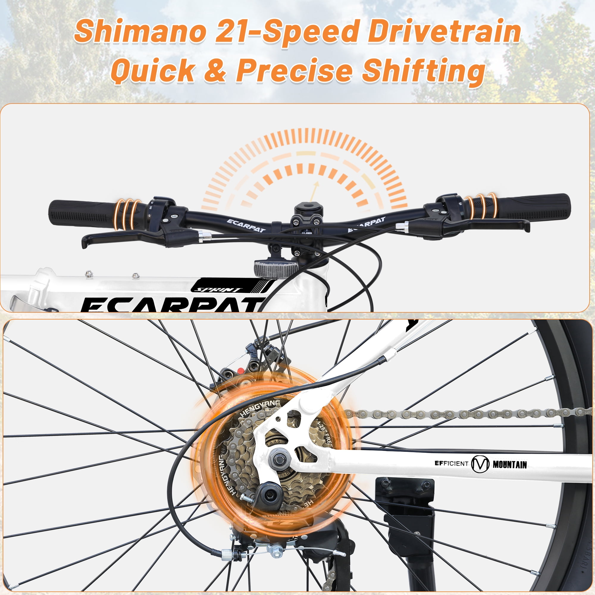 Ecarpat 26 Inch Folding Mountain Bike, 21 Speed Full Suspension Bicycle Dual Disc Brake, Durable Steel Fold Bike for Women and Man