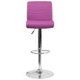 thumbnail image 2 of Contemporary Burgundy Vinyl Adjustable Height Barstool with Rolled Seat and Chrome Base, 2 of 5