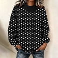 thumbnail image 5 of BangWanChi Women's Polka Dot Crew Neck Sweatshirt Long Sleeve Pullover with Front Pocket Casual Fall Top Black L, 5 of 6