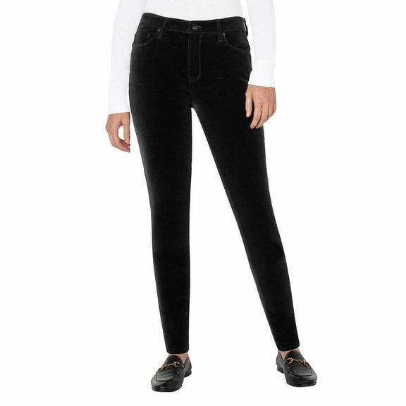 Well Worn Ladies' Pant High-Rise Luxe Velvet Tapered Pant (Black, 12/32) 1628434