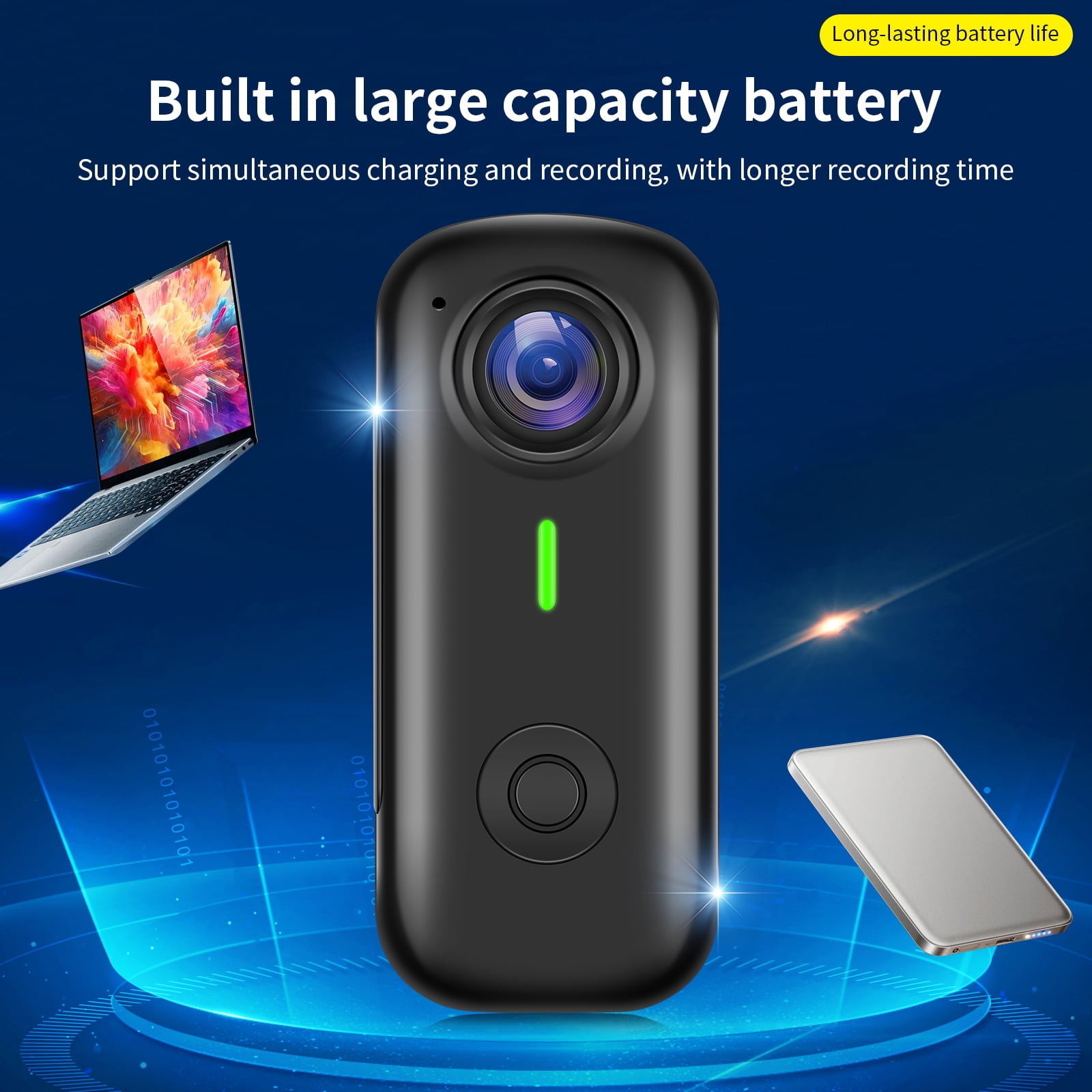 Mini Body Camera, Wearable Action Body Cam with Audio & Video- Thumb Hands Free Waterproof Recording Wearable Cameras - for Work Travel Pet Walk Swim(Black)
