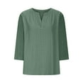 thumbnail image 5 of Timegard Womens Oversized Tops Eyelet 3/4 Sleeve V-Neck Drop Shoulder Casual Loose Shirts Tops Blouse, 5 of 5