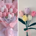 thumbnail image 3 of Frogued Artificial Tulip Romantic Exquisite Decorative Knit Tulip Rose Fake Flower Decor for Home (White), 3 of 13