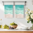 thumbnail image 3 of Turquoise Coastal Kitchen Towels Set of 3, Waves Summer Beach Ocean Sea Absorbent Dish Towels for Kitchen, Microfiber Hand Towel, Quick Drying Tea Towel for Cleaning Decorative Dishcloths, 3 of 7