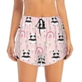 thumbnail image 2 of Picia Cute Cartoon Panda Pattern Women's 2 in 1 Athletic Running Shorts High Waisted Workout Casual Gym Sweat Shorts with Comfy Liner Zipper Pockets-Small, 2 of 9