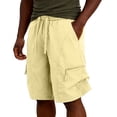 thumbnail image 3 of Thousandth Men's Lightweight Fashionable Zipper Multi Pocket Breathable Hiking Cargo Shorts Plus Size Drawstring Running Pants Bandage Elastic Waist Casual Shorts, 3 of 10