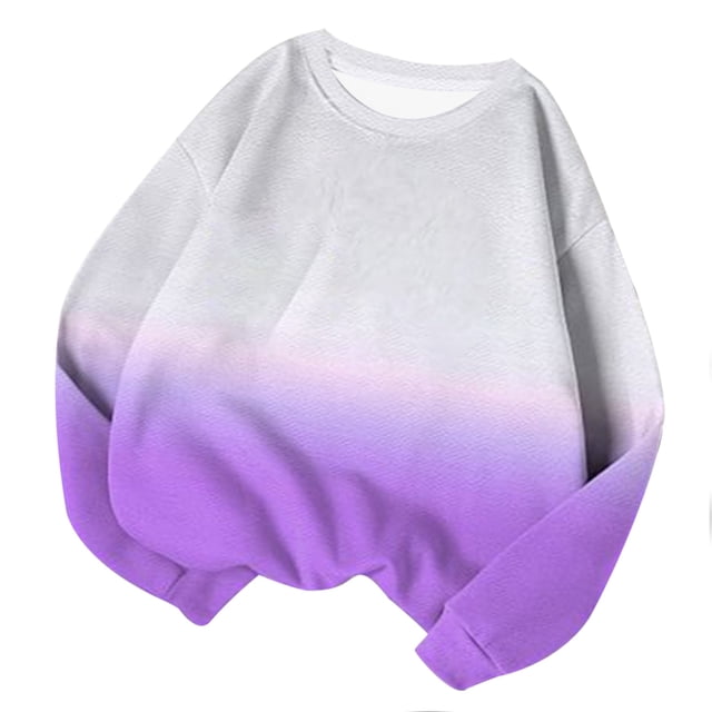 vdgthytj Chandails en Molleton d'Automne pour Femmes Manches Longues Col Rond Chandail Chemises Mode Dégradé Blouses