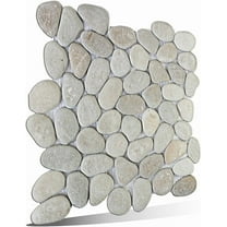 Tan Pebble Mosaic, Tumbled Stone Backsplash Tiles for Kitchen Walls, Shower and Bathroom Floors, and Outdoor Areas (12" X 12")