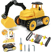 Gold Toy Take Apart Yellow Construction Toy Truck - 43 Pieces with Tools - Large Excavating Backhoe Toy - Perfect Digger Toy and Great Birthday Gift Idea for Boys and Girls Ages 3+