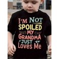 thumbnail image 1 of Youngsters' "I'm Not Spoiled, My Grandma Just Loves Me" Graphic T-Shirt – Cute Casual Round Neck Short Sleeve Tee for Boys, Soft Cotton Fabric, Perfect for Spring/Summer/Fall, 1 of 6