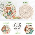 thumbnail image 4 of Cartoon Bear with Flower and Leaf Coasters with Holder for Coffee Table 6 Pcs Drink Coaster Sets Absorbent for Home Decor 4 inch, 4 of 7