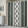 thumbnail image 5 of Abstract Stripes Shower Curtain, Green Beige Aztec Native Tribal Stripes Geometric Waterproof Shower Curtain Set with 12 Hooks Lightweight Bath Curtains Fabric Bathroom Decor 36x72 Inches, 5 of 9