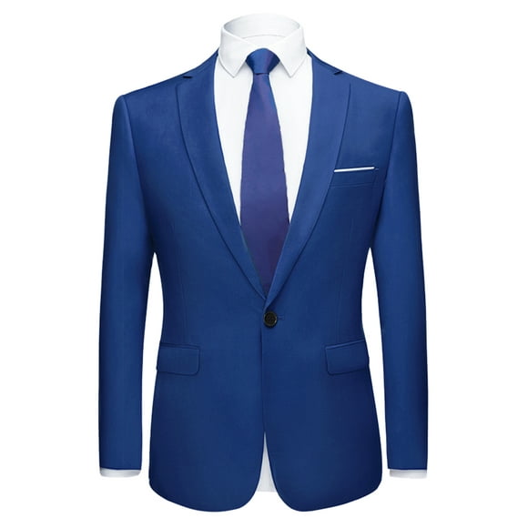 Blazer de hombre Slim Fit Blazer de un solo botón Traje de baile de graduación Abrigo deportivo Azul marino XXL