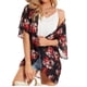 thumbnail image 4 of ICHUANYI Clearance Women's Floral Print Puff Sleeve Kimono Cardigan Loose Chiffon Cover Up Casual Blouse Tops(Red, XL) ICHUANYI WER2023080706113, 4 of 9