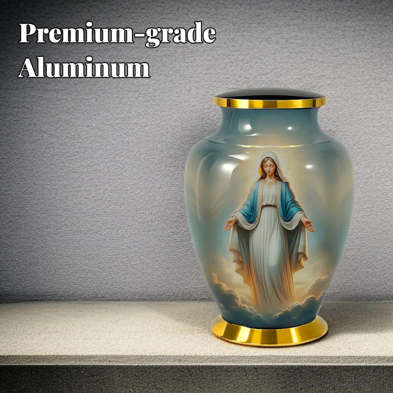 Religious Memorial Cremation Urn For Human Ashes - Adult Sized Urn For Ashes - Holds Upto 200 Cu In with Velvet Bag