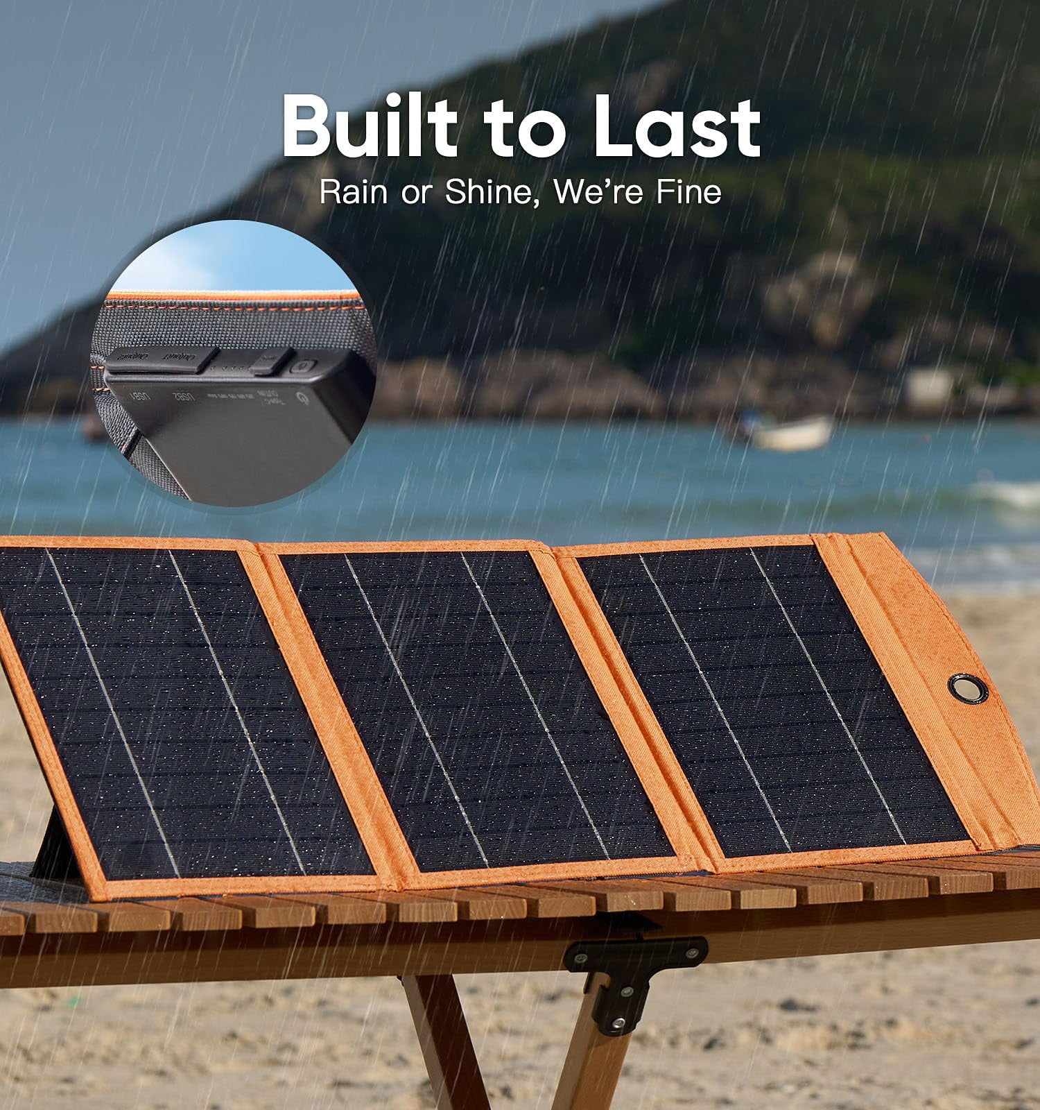 SOLPOWBEN Solar Panels With 10000mAh Power Bank,Waterproof Solar Panel Charger with USB & Type-C Ports,Compatible with iPhone ipad Camera, Suitable for Camping, Hiking, Backpacking (Orange)