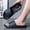 black, variant on Men Navy Blue Single Wide Strap Slide Sandals Metal Dragon Emblem Massage Insole Two-Tone Thick EVA Non-Slip Casual Slippers