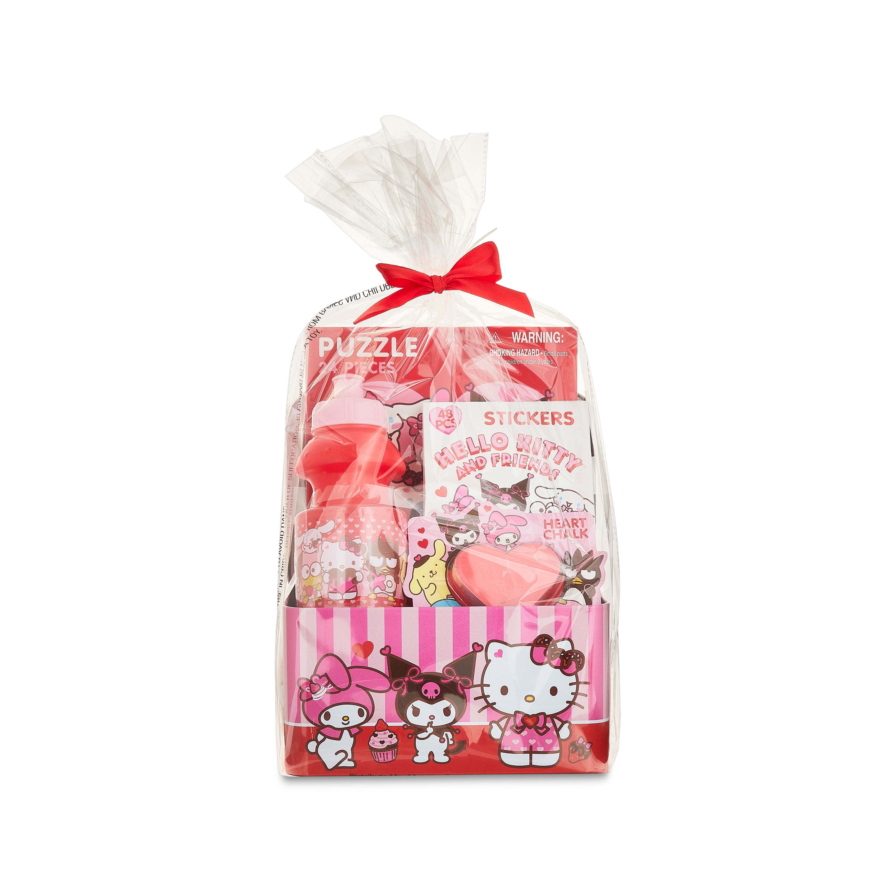 NEW HELLO KITTY VALENTINES DAY GIFT BASKET PLUSH HEART DOLL FIGURE BLANKET  CANDY