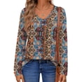 thumbnail image 3 of Fantaslook Womens Tops Dressy Casual Pleated Blouses V Neck Long Sleeve Shirts Fall Tunic Tops, 3 of 7