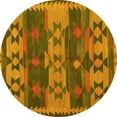thumbnail image 1 of Ahgly Company Indoor Round Southwestern Yellow Country Area Rugs, 4' Round, 1 of 4