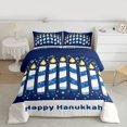 thumbnail image 2 of Feelyou Child Happy Hanukkah Full Size Comforter Sets, Cartoon David Star Bedding Comforter Set, Western Farmhouse Holiday Reversible Bedding Sets, Ultra Soft Bedroom Decor, 3 Pieces, 2 of 8