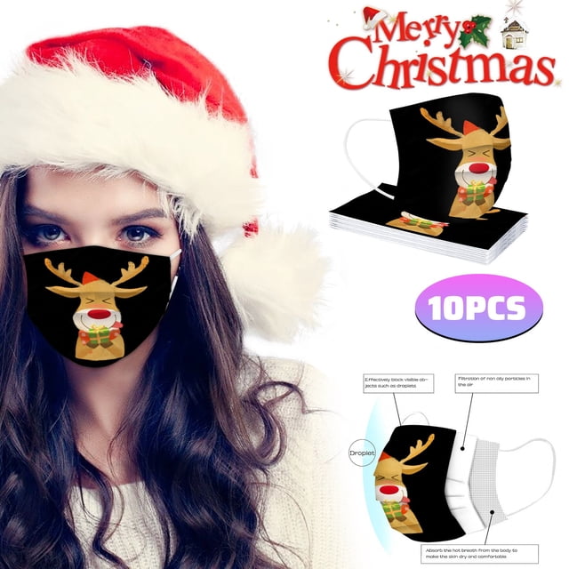 Dpityserensio Christmas Adult Mask Disposable Face Mask Industrial 3Ply Ear Loop