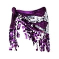 thumbnail image 3 of Pañuelo de cadera para danza del vientre, disfraz con lentejuelas y falda con borlas para fiesta en club, mujeres y niñas Púrpura, 3 of 8