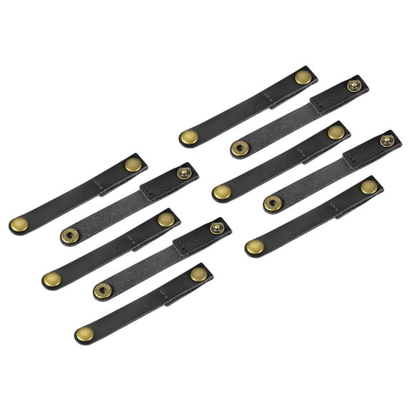 Leather Cable Tie Leather Cord Organizer 90x12mm Cable Straps Cable Leather Clips Black, Pack of 10