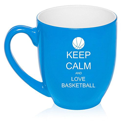 16oz Bistro Mug Ceramic Coffee Tea Glass Cup Keep Calm and Love Basketball
