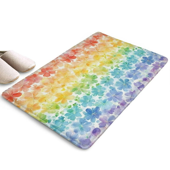 Pioneer Flower Floral Print Flannel Non Slip Door Rugs,Washable Door Mats Indoor,Decorative Door Mats,Dirt-Resistant and Absorbent Doormat for Entrance,Bedroom,Kitchen,Bathroom,23.5"x16"