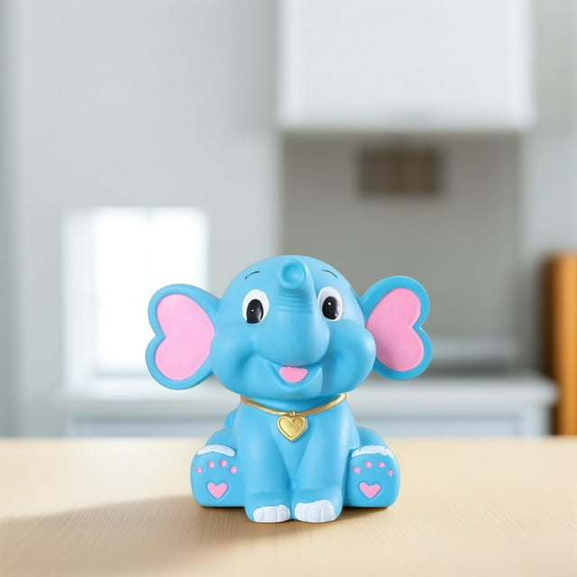 unbranded Para Ahorrar En Resina Azul Con Elefante Para Uso Infantil Decorativo